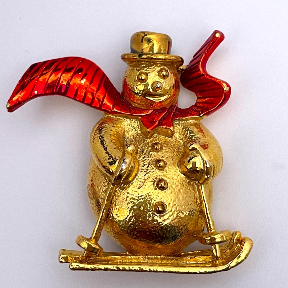 Vintage 80’s GERRY'S Winter Holiday Christmas Apres Ski Snowman Brooch / Pin